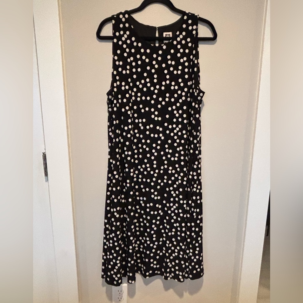 Anne Klein Black and White Polka Dot Midi Dress